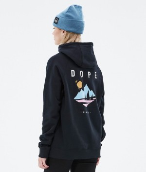 Women Dope Common W 2022 Hoodie Black / Deep Green | RBIFMNX-37