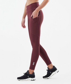 Women Dope Lofty Tech Leggings Burgundy | FRDLJMU-24