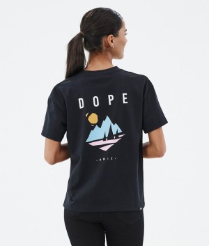 Women Dope Standard W 2022 T-shirts Black / Deep Green | RPYJUST-46