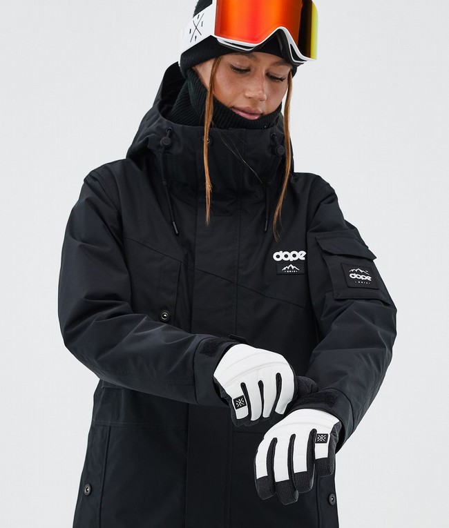 Men Dope Ace Snow Gloves White / Black | GCMXDTO-73