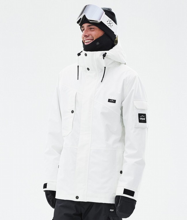 Men Dope Adept Ski Jackets White | TSPCFWB-84