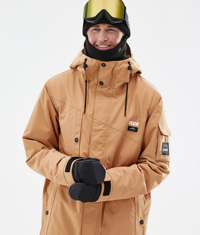 Men Dope Adept Snowboard Jackets Khaki / Yellow | SCRFIDH-10