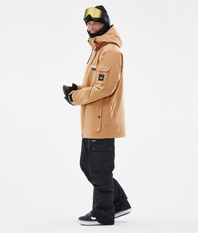 Men Dope Adept Snowboard Jackets Khaki / Yellow | SCRFIDH-10