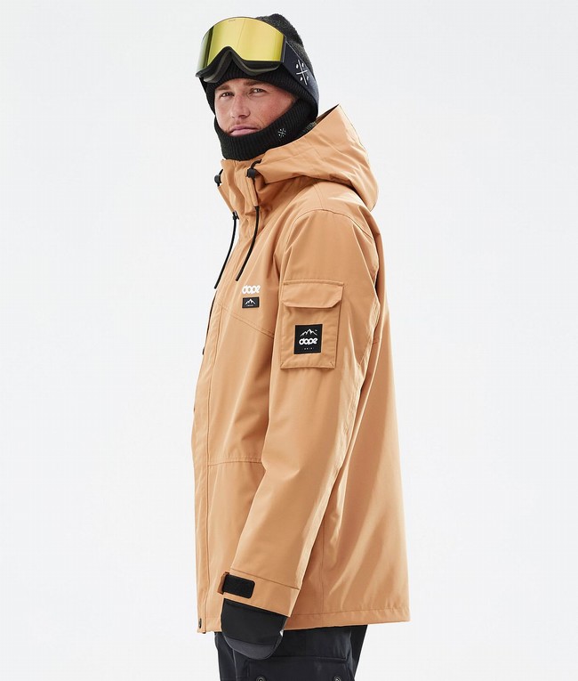 Men Dope Adept Snowboard Jackets Khaki / Yellow | SCRFIDH-10