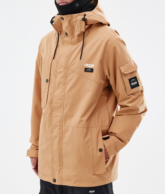 Men Dope Adept Snowboard Jackets Khaki / Yellow | SCRFIDH-10