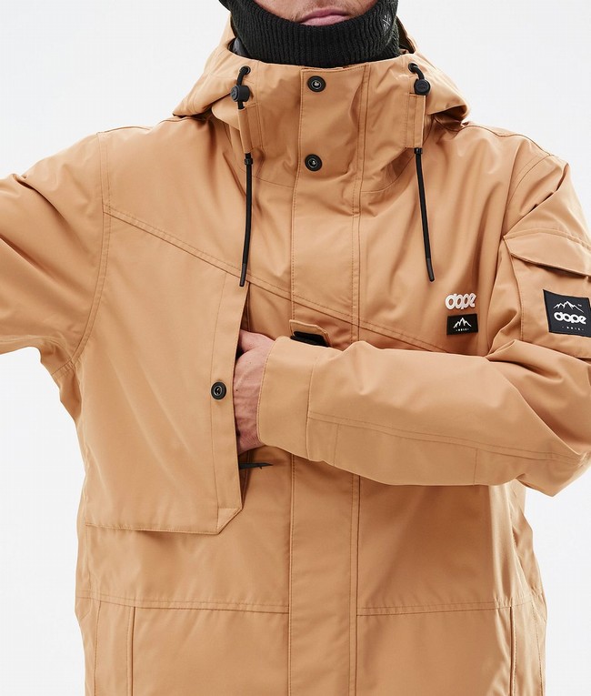 Men Dope Adept Snowboard Jackets Khaki / Yellow | SCRFIDH-10