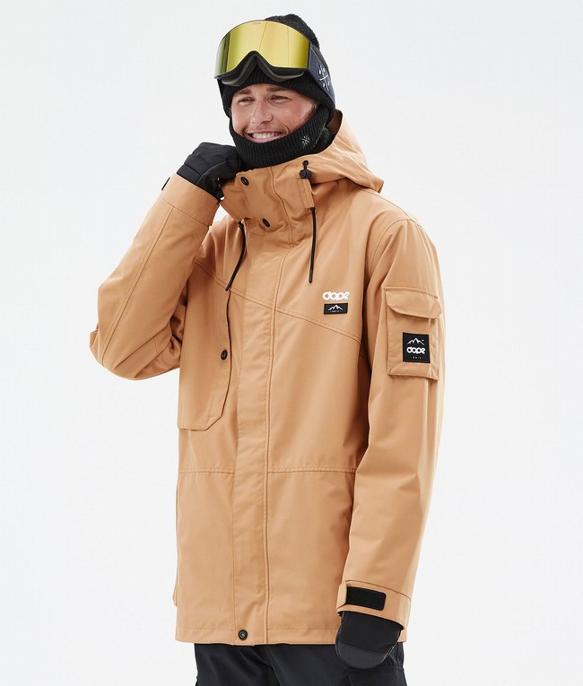 Men Dope Adept Snowboard Jackets Khaki / Yellow | SCRFIDH-10