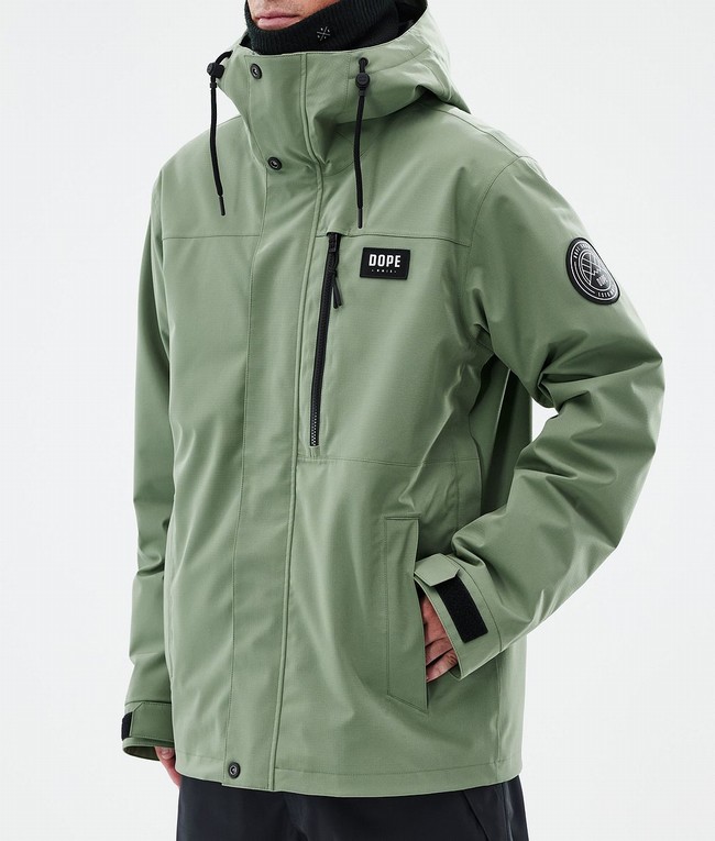 Men Dope Blizzard Full Zip Ski Jackets Green | OUSHBVT-08