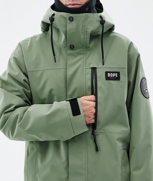 Men Dope Blizzard Full Zip Ski Jackets Green | OUSHBVT-08