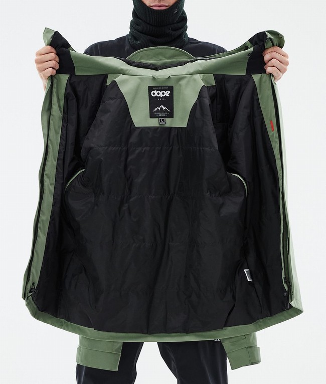 Men Dope Blizzard Full Zip Ski Jackets Green | OUSHBVT-08