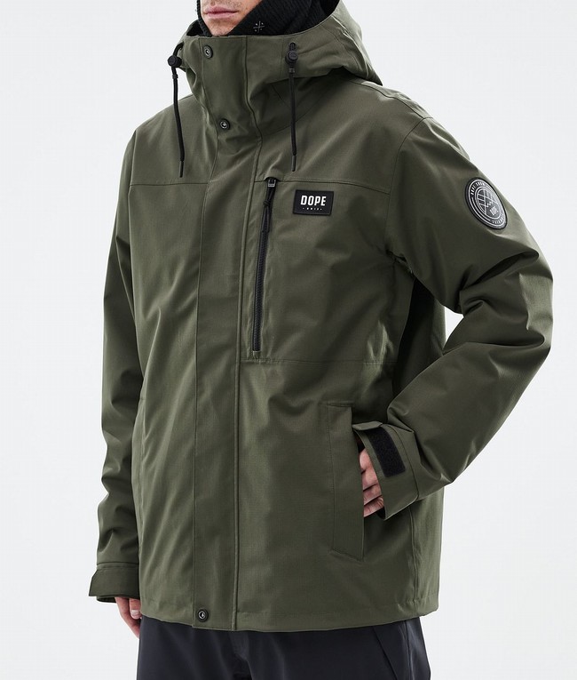 Men Dope Blizzard Full Zip Ski Jackets Olive / Green | ZBYMUGJ-42