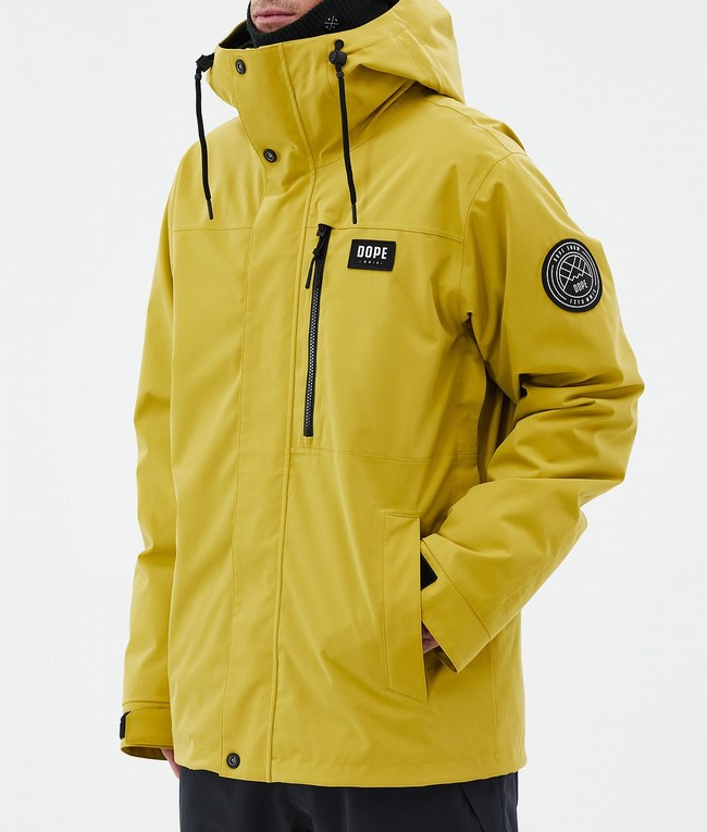 Men Dope Blizzard Full Zip Ski Jackets Yellow | JRNIKUE-23