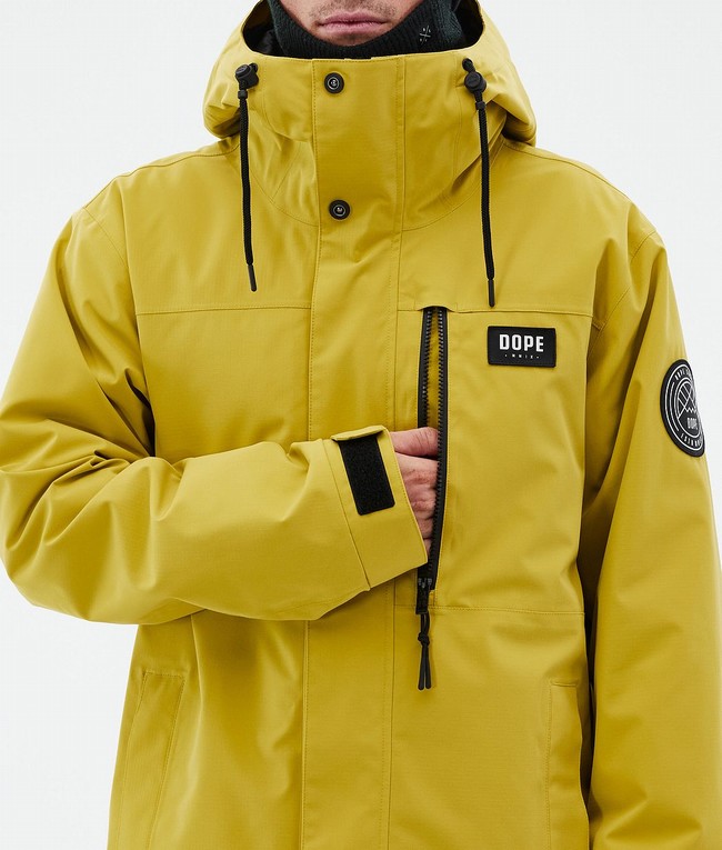 Men Dope Blizzard Full Zip Ski Jackets Yellow | JRNIKUE-23