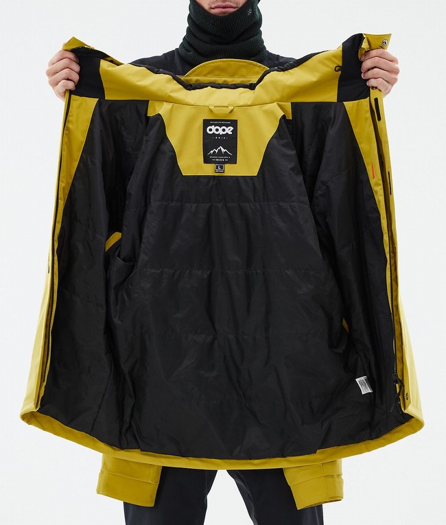 Men Dope Blizzard Full Zip Ski Jackets Yellow | JRNIKUE-23