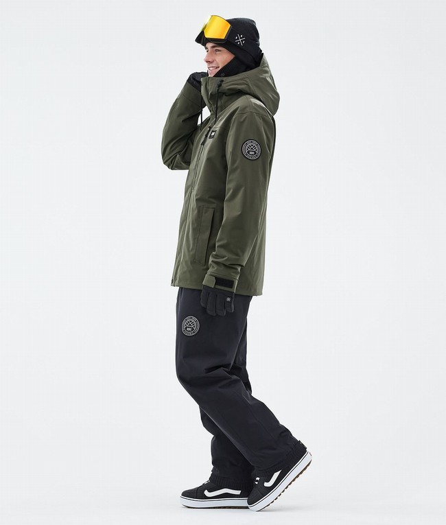 Men Dope Blizzard Full Zip Snowboard Jackets Olive / Green | EQMGKBP-52