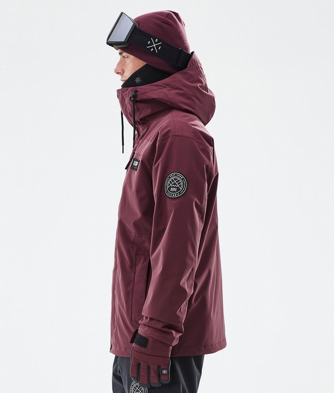 Men Dope Blizzard Full Zip Snowboard Jackets Burgundy | FXVYJBU-62