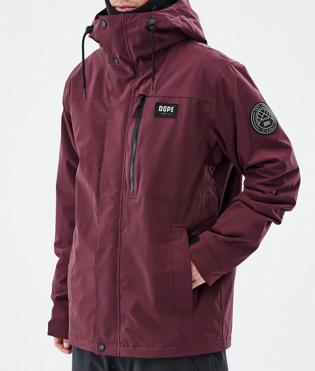 Men Dope Blizzard Full Zip Snowboard Jackets Burgundy | FXVYJBU-62