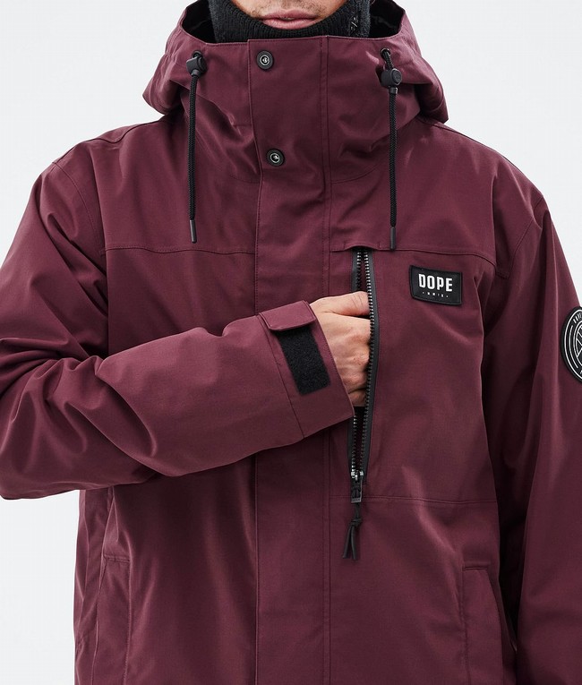 Men Dope Blizzard Full Zip Snowboard Jackets Burgundy | FXVYJBU-62