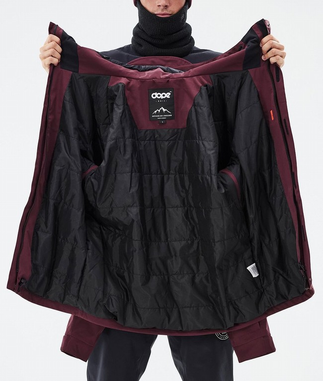 Men Dope Blizzard Full Zip Snowboard Jackets Burgundy | FXVYJBU-62