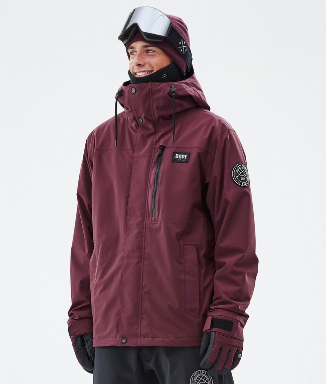 Men Dope Blizzard Full Zip Snowboard Jackets Burgundy | FXVYJBU-62