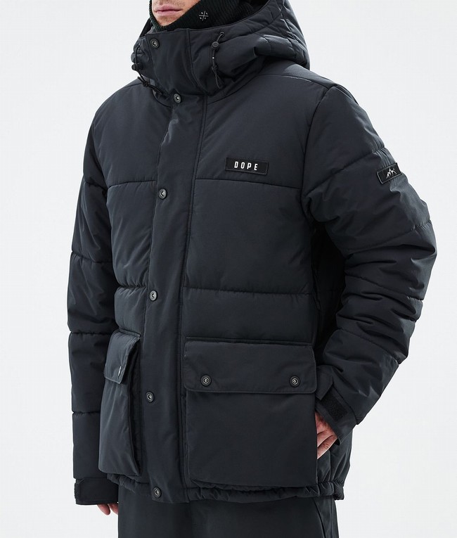 Men Dope Puffer Full Zip Ski Jackets Black | EBUPLXK-86