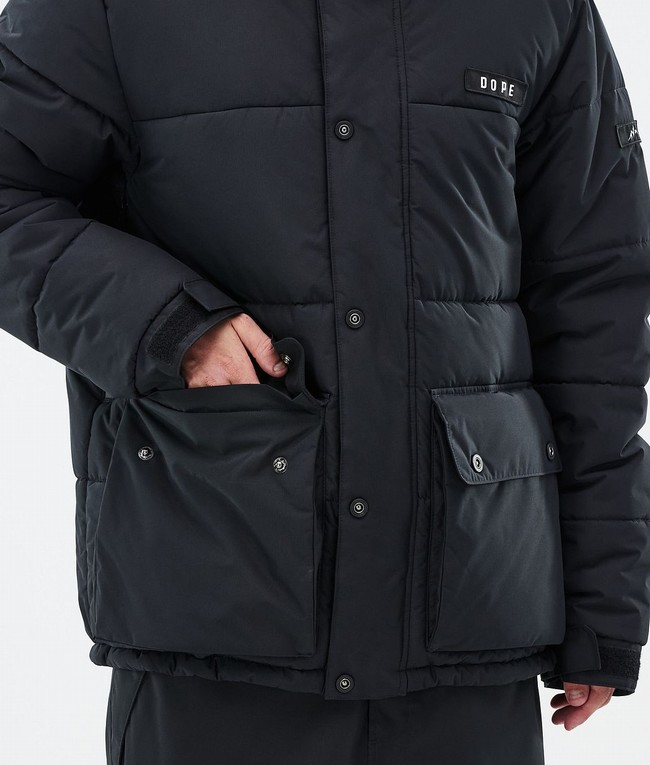 Men Dope Puffer Full Zip Ski Jackets Black | EBUPLXK-86