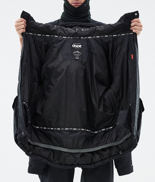 Men Dope Puffer Full Zip Ski Jackets Black | EBUPLXK-86