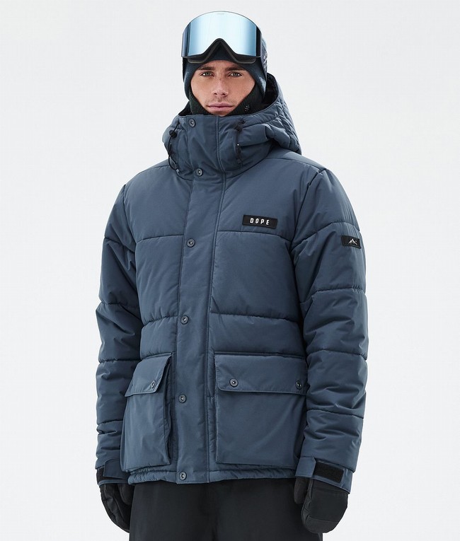 Men Dope Puffer Full Zip Ski Jackets Blue | TLQHSDY-12