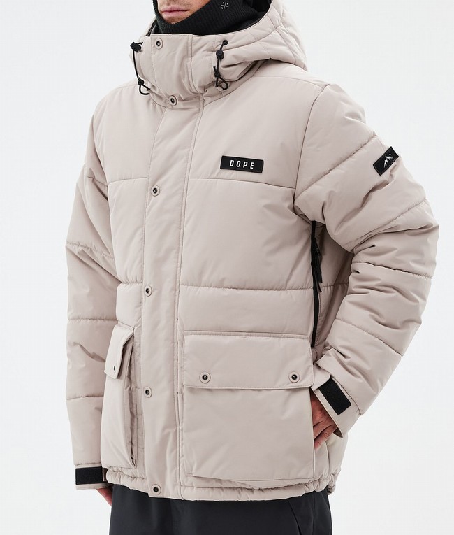 Men Dope Puffer Full Zip Ski Jackets Brown | UWZNMXO-16