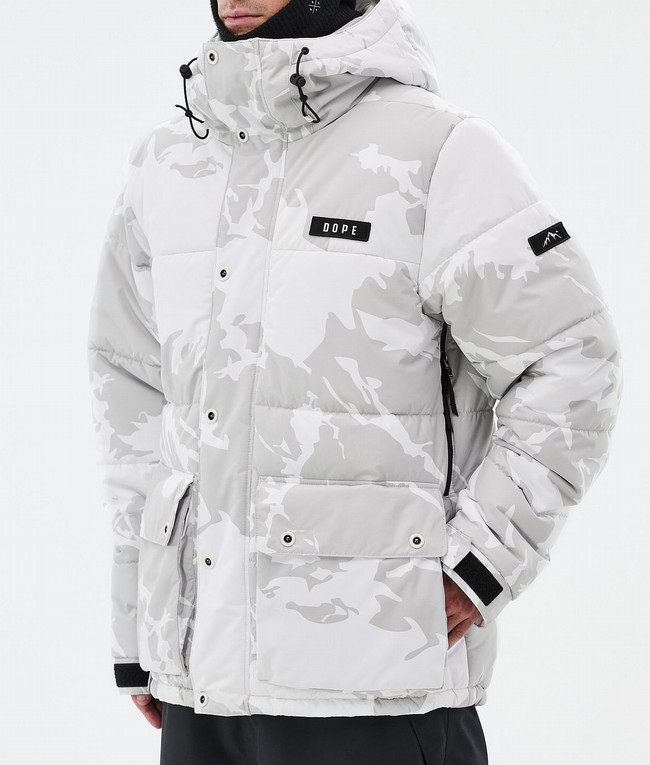 Men Dope Puffer Full Zip Snowboard Jackets Grey / Camo | AGFRLQP-19