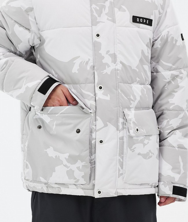 Men Dope Puffer Full Zip Snowboard Jackets Grey / Camo | AGFRLQP-19