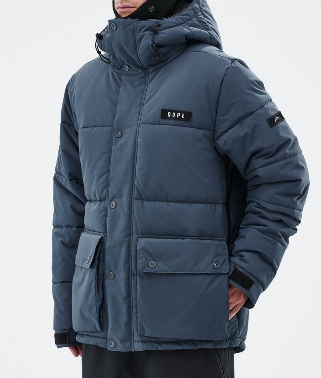 Men Dope Puffer Full Zip Snowboard Jackets Blue | DKTYLWU-28