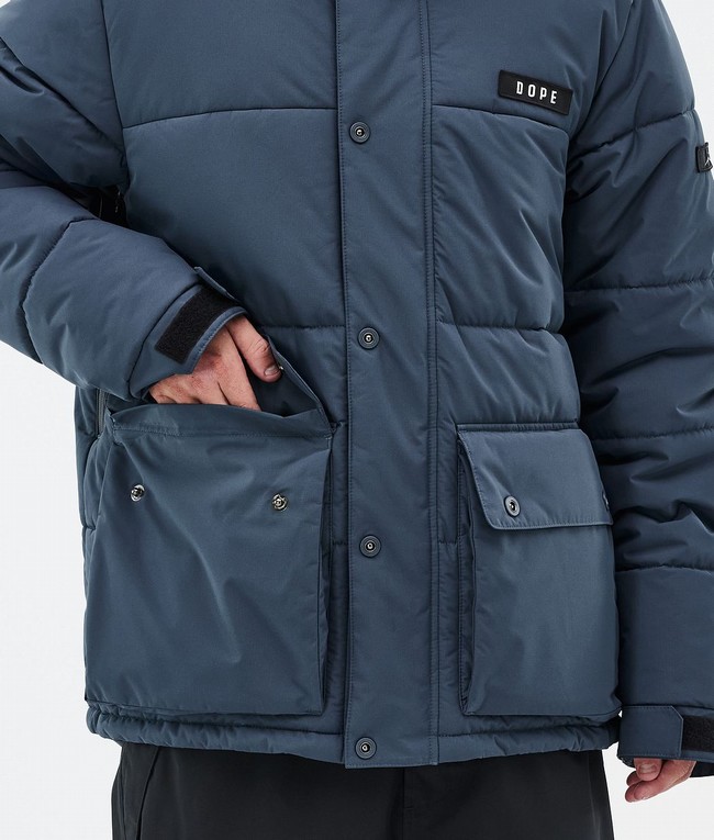 Men Dope Puffer Full Zip Snowboard Jackets Blue | DKTYLWU-28