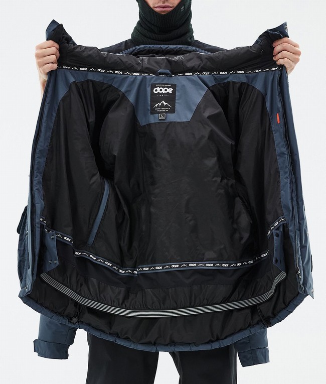 Men Dope Puffer Full Zip Snowboard Jackets Blue | DKTYLWU-28