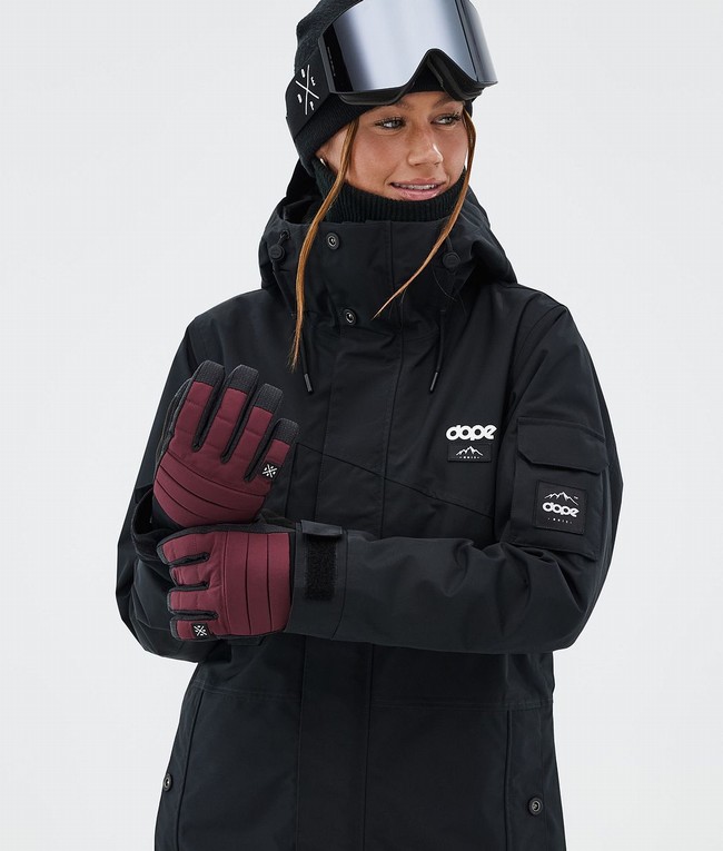 Women Dope Ace Snow Gloves Burgundy | OLPICYK-93