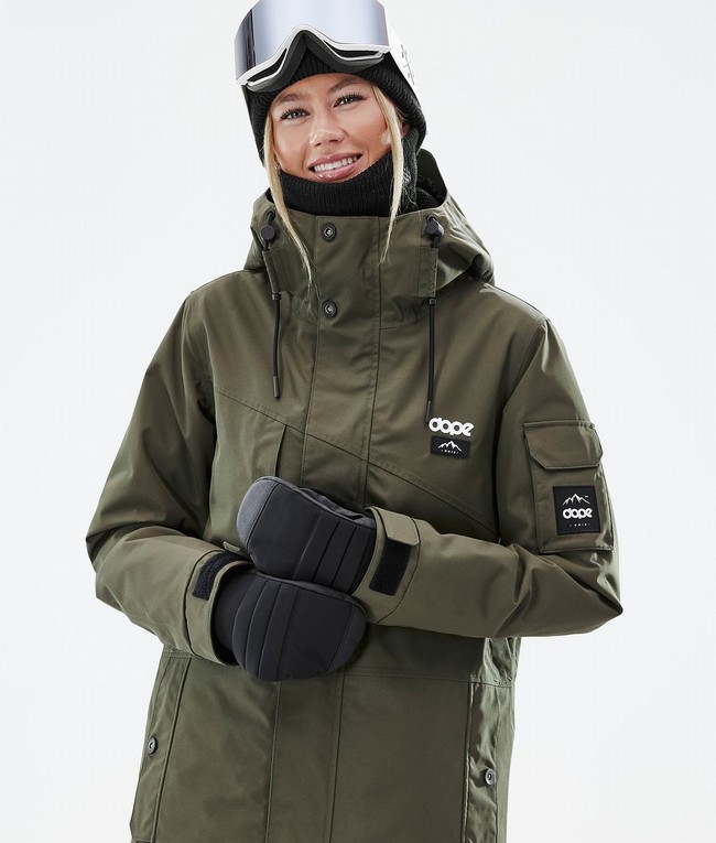 Women Dope Adept W Ski Jackets Olive / Green / Black | UIDJLGF-83