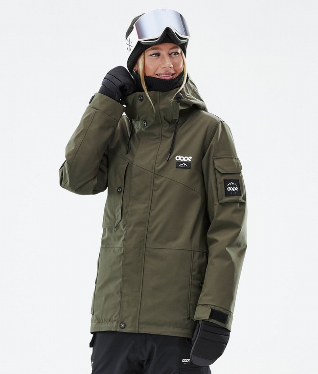 Women Dope Adept W Ski Jackets Olive / Green / Black | UIDJLGF-83