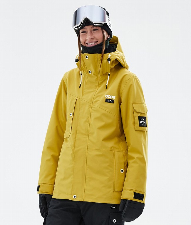 Women Dope Adept W Ski Jackets Yellow | PSCQNEV-87