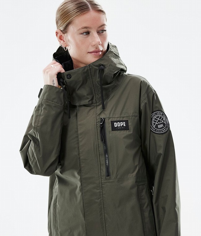 Women Dope Blizzard Light W Full Zip Outdoor Jackets Olive / Green | IPDJANF-15