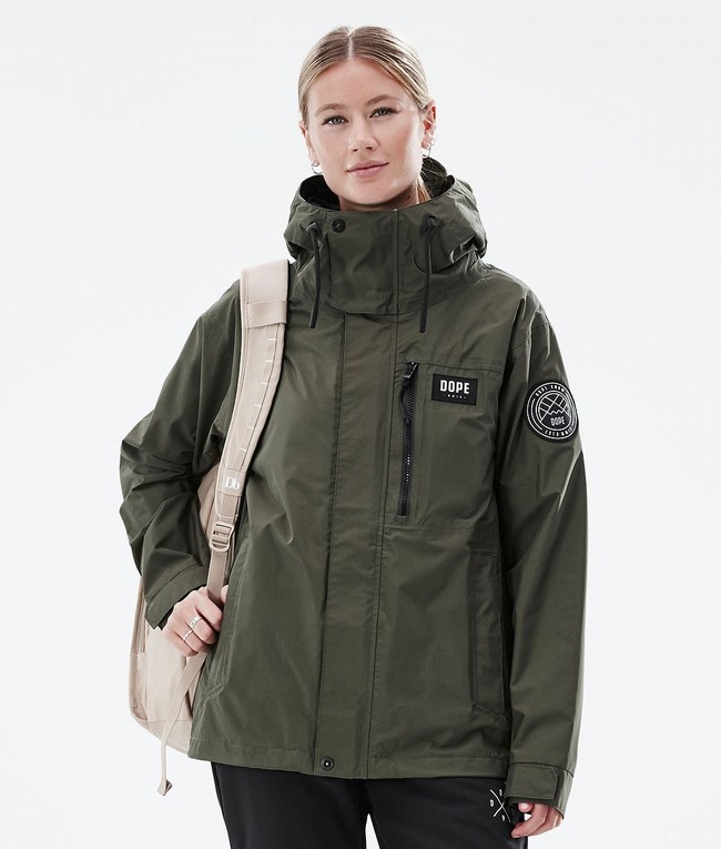 Women Dope Blizzard Light W Full Zip Outdoor Jackets Olive / Green | IPDJANF-15