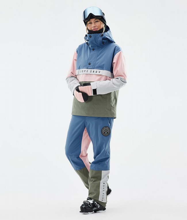 Women Dope Blizzard Track W Ski Pants Blue / Grey / Light Grey / Pink | HGCQIST-69