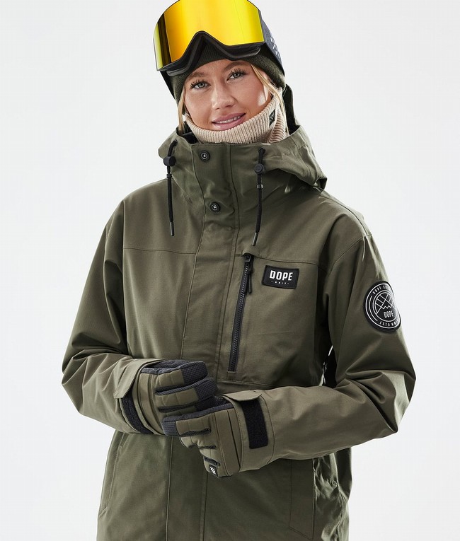 Women Dope Blizzard W Full Zip Ski Jackets Olive / Green | VQZDUJP-64