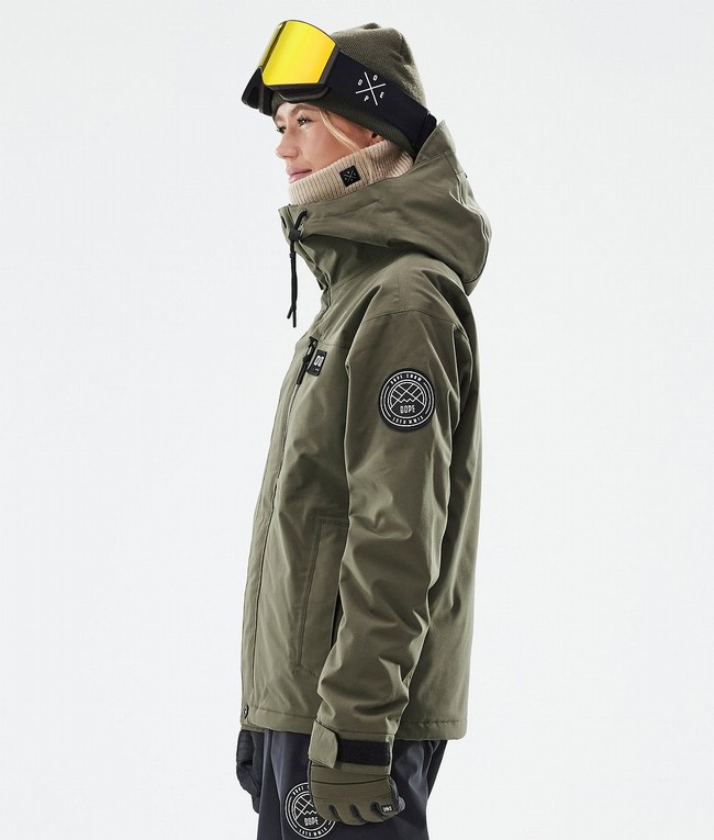 Women Dope Blizzard W Full Zip Ski Jackets Olive / Green | VQZDUJP-64