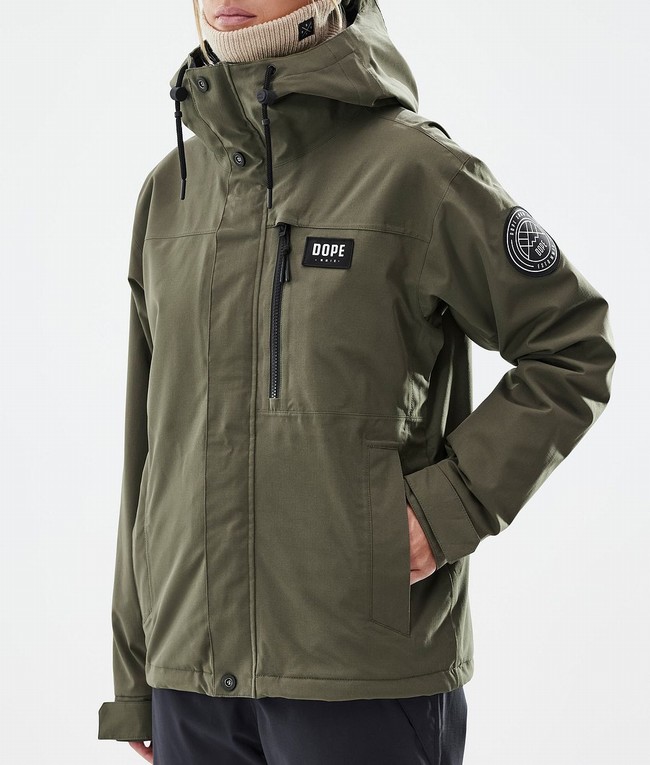 Women Dope Blizzard W Full Zip Ski Jackets Olive / Green | VQZDUJP-64