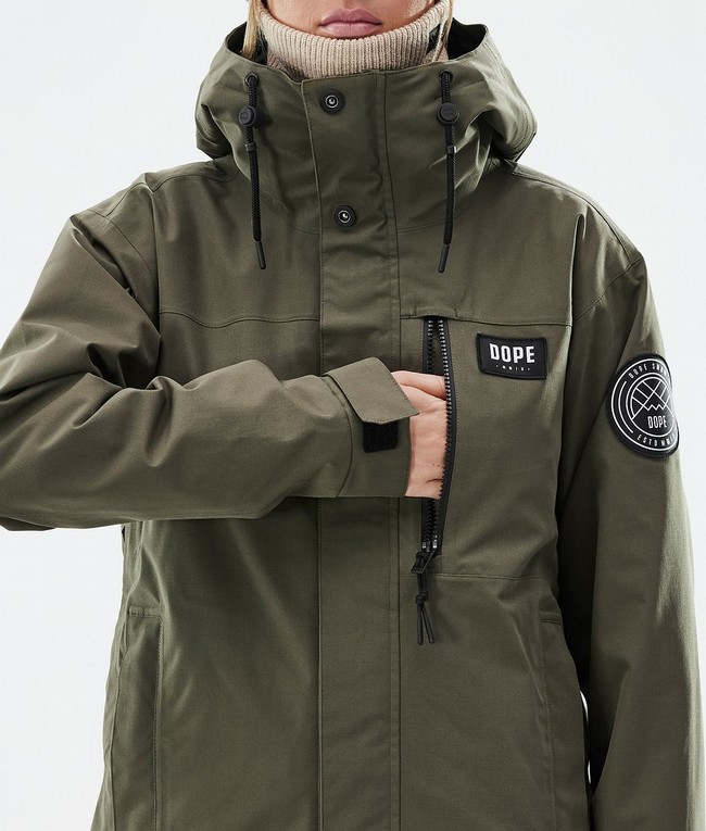 Women Dope Blizzard W Full Zip Ski Jackets Olive / Green | VQZDUJP-64