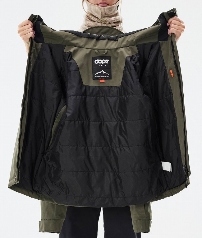 Women Dope Blizzard W Full Zip Ski Jackets Olive / Green | VQZDUJP-64