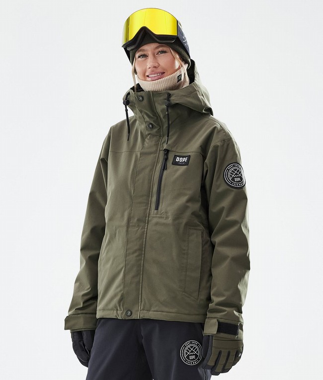 Women Dope Blizzard W Full Zip Ski Jackets Olive / Green | VQZDUJP-64