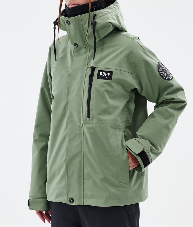 Women Dope Blizzard W Full Zip Ski Jackets Green | FBITOVS-27