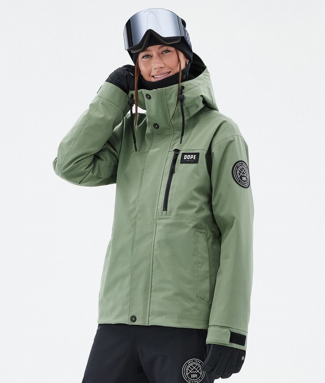 Women Dope Blizzard W Full Zip Ski Jackets Green | FBITOVS-27