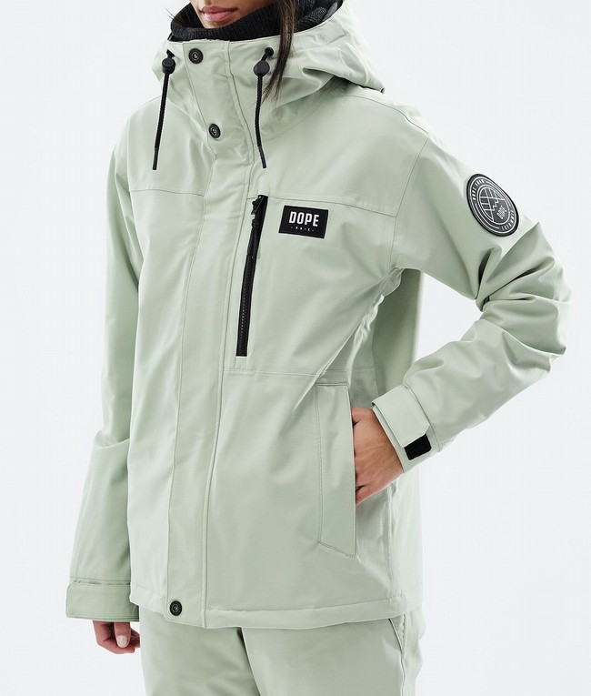 Women Dope Blizzard W Full Zip Snowboard Jackets Green | KZFLEGC-19